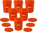 ePackageSupply 5 Gallon Bucket - Food Grade Bucket with Airtight Gasketed Tear Strip Lid, BPA-Free, Heavy-Duty 90 Mil HDPE Plastic Pail, Bulk Storage, Durable Container, Made in USA - Orange, 6 Packs