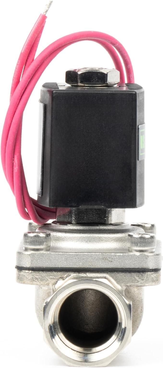 U.S. Solid 3/4" Stainless Steel Solenoid Valve - 110V AC Normally Closed (N.C.) Electric Valve, Semi-Direct Lift, Viton Seal, 145 PSI (10 Bar), IP65 Waterproof for Fuel, Gas & High-Temp Liquids