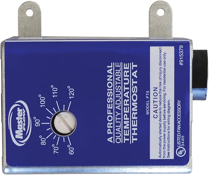GAF Master Flow Manually Adjustable Power Thermostat for Power Vents & Fans | Activated by Temperature, Helping Power Vents Reduce damaging Moisture | Universal Compatability | UL Listed - PT6