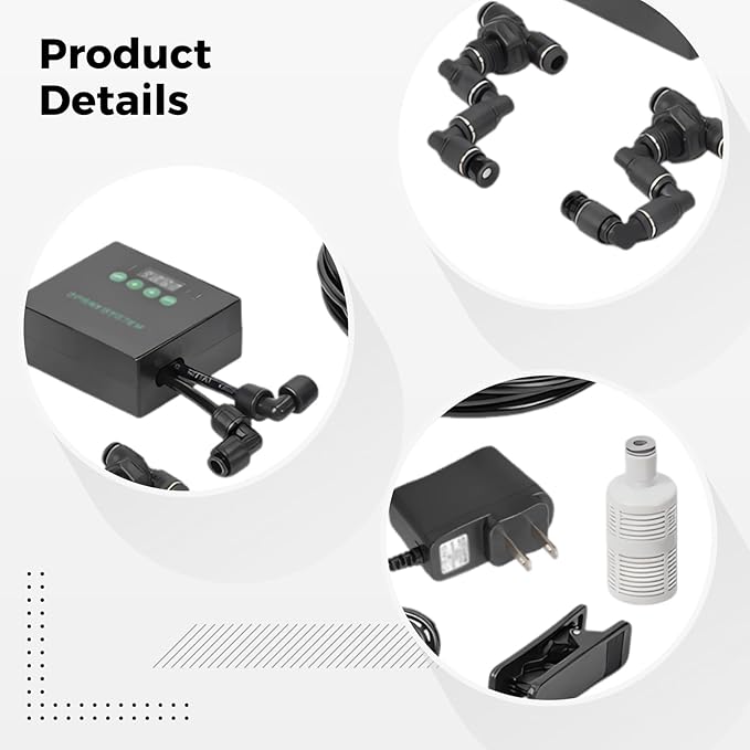 Reptile Terrarium Mister with Dual Nozzles, Timer Controlled Humidifier, Automatic Spray System, 360° Adjustable, Self-Priming
