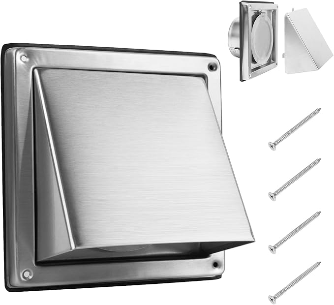FRESH SPEED 4 Inch Dryer Vent Cover Outside Stainless Steel Wall Vent with Removable Cover and Bird Screen Mesh