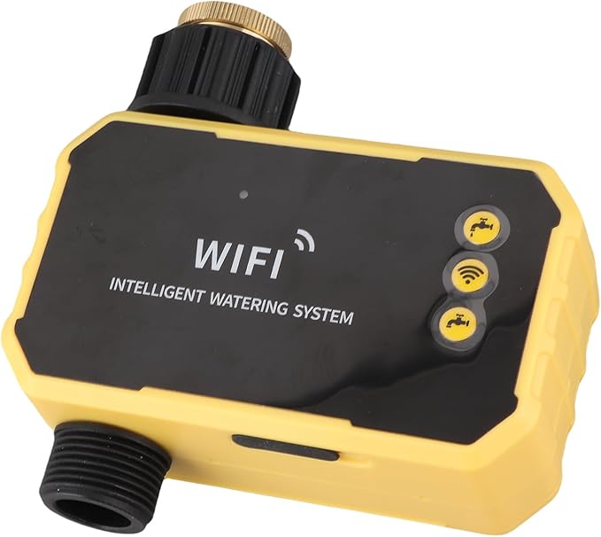 ITEFDTUTNE WiFi Solar Sprinkler Timer, Automatic Watering Valve Controller with Rain Sensor and App Control, for Villas Balconies Rooftop Gardens