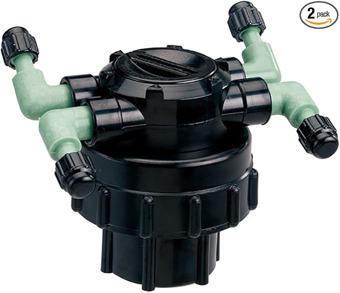 Orbit 2-Pack 67005 4-Port Drip Irrigation Manifold for 1/4 Inch Tube - Efficient Water Distribution for Your Garden