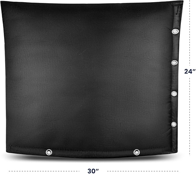 Backflow Insulation Cover for Winter Freeze Protection, Waterproof Five-Layer Design with Grommet Holes,Outdoor Pipe and Sprinkler Cover, 30''W x 24''H- Black
