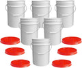 ePackageSupply 5 Gallon Bucket - Food Grade Bucket with Airtight Gamma Seal Screw-On Lid, BPA-Free, Heavy-Duty 90 Mil HDPE Plastic, Bulk Storage, Durable Container, Made in USA, White/Red, 6 Packs