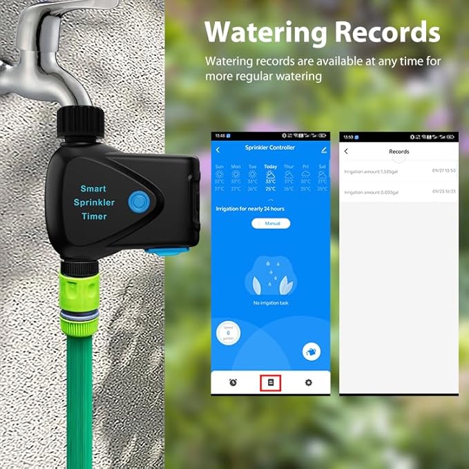 Smart WiFi Garden Hose Water Timer - 1 Outlet, Drip Irrigation System, Sprinkler Controller, No Hub Required, Manual/Timer/Quantitative Control