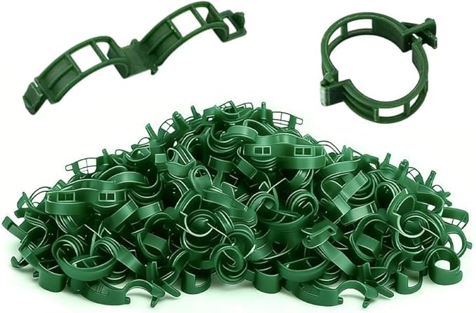 Plant Support Clips, 2026 Upgraded Tomato Plant Clips for Climbing Plants, Reusable Plastic Garden Clip for Grape Cucumber Stems Outdoor Vine Fixing Clip Gardening Supplies (100, Green)