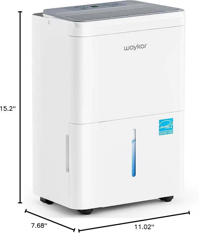 Waykar 2000 Sq. Ft. Energy Star 2025 Dehumidifier for Basement & Home, Adjusts from 15% RH With Drain Hose, Ultra Quiet 35 dB for Bedroom & Bathroom
