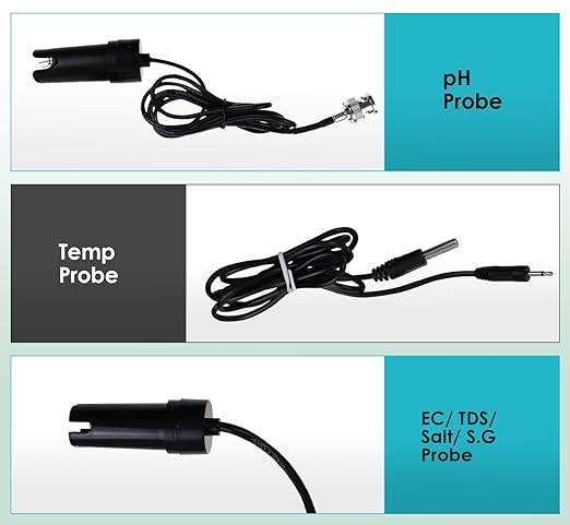 Smart Water Quality Tester 6-in-1 pH/EC/TDS/Salinity/S.G and Temperature Meter with Wi-Fi Continuous Monitor Wall-Mounted pH Water Meter with ATC and Easy Calibration for Aquariums, Hydroponics