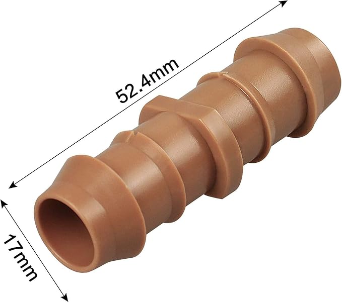 20-Pack Drip Irrigation Barbed Coupling Fittings, Fits of 1/2”, 17mm .600” ID Drip Tubing