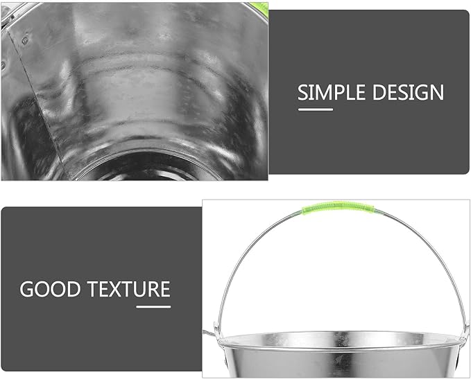 BESTYASH Metal Water Bucket 8l Thick Metal Round Bucket Portable Water Container for Household Cleaning and Farm Use