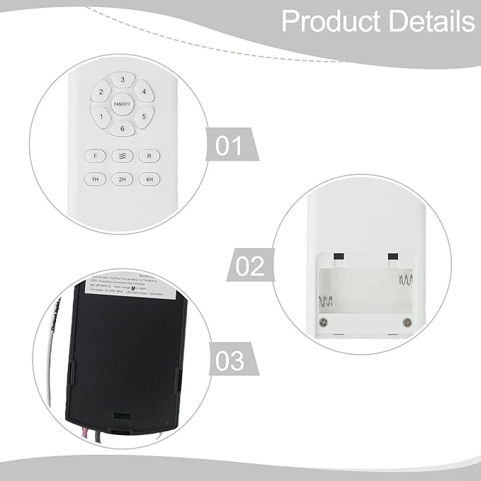 Ceiling Fan Remote Control Kit And Receiver With Lighting Control, Timer Options, And 6 Adjustable Fan Speeds, Compatible With Various Ceiling Fan Models