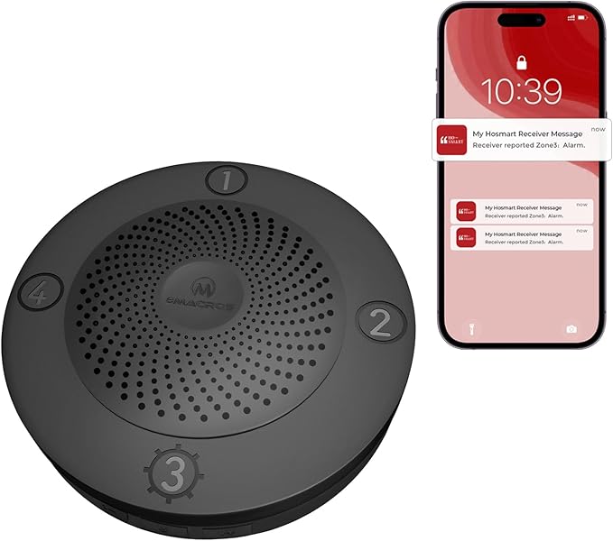 eMACROS Pro 3 Smart Solar Driveway Alarm System (2.4G Wi-Fi), App Push Notifications, 1/2 Mile (2600 ft) Wireless Range Motion Sensor & Plug-in Receiver, Weatherproof Property Alert (Single Receiver)