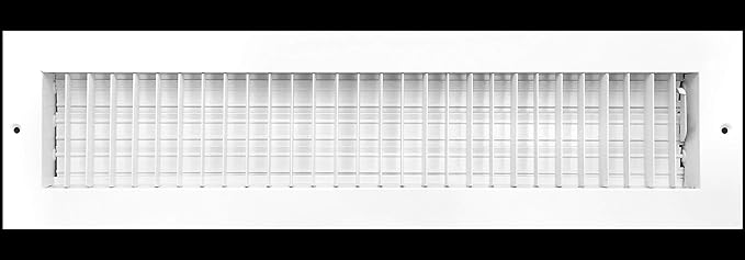 20" X 4" Adjustable AIR Supply Diffuser - HVAC Vent Cover Sidewall or Ceiling - Grille Register - High Airflow - White [Outer Dimensions: 21.75" w X 5.75" h]