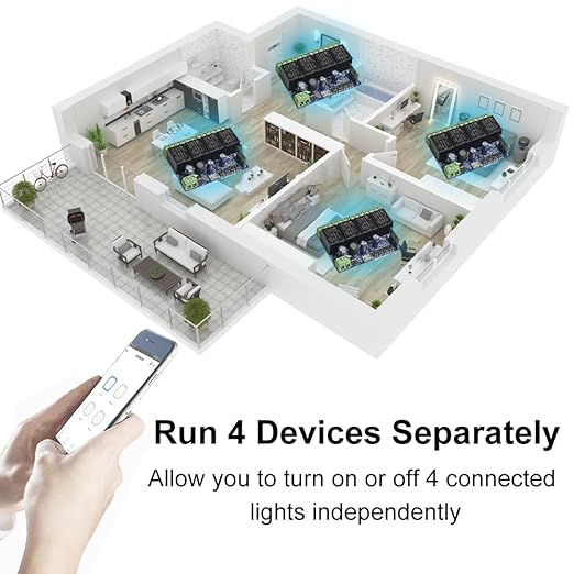 Ewelink WiFi Wireless Smart Relay Module USB 5v 4 Channel Inching Self-Lock Latched Dry Contact Remote Switch for Access Control, Garage Door,Home Automation, Compatible with Alexa Google Home