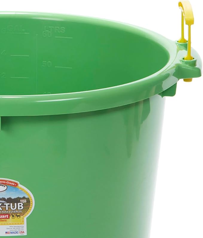 Little Giant® Plastic Muck Tub | Durable & Versatile Utility Bucket with Handles | Muck Bucket | Durable Handles | 70 Quart | Lime Green