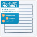 Aluminum 10 x 10 In (Duct Opening) 1-Way Air Duct Register Vent Cover for Ceiling and Wall - Modern HVAC Louver Vent Cover Adjustable, Durable Rustproof Wall Grille – Overall Size 11-5/8 x 11-5/8 Inch