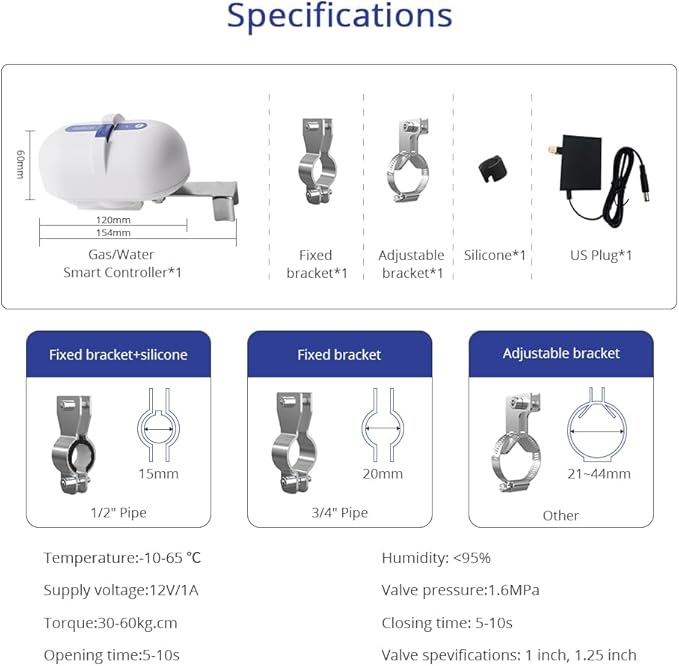 Smart Valve Controller, Compatible with Alexa & Google Voice Control Smart Life App Control, Remote Water ShutOff Valve, Easy Install on 1/2" to 1" in Pipe (WiFi Version)