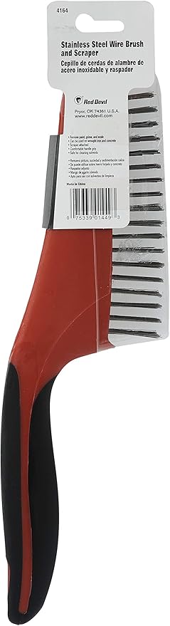 Red Devil 4164 13-Inch Soft Grip Stainless Steel Wire Brush with Scraper