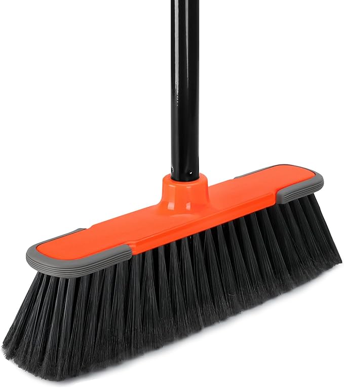 Broom for Sweeping Indoor 54''Long Handle Soft Bristle Brooms,Indoor Broom for Floor Cleaning House Broom for Kitchen Lobby Patio Yard
