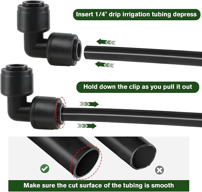 Kalolary 30Pack Quick Connect 1/4" Drip Irrigation Elbow Connector, Universal Barbed Elbow Fittings for 1/4" Irrigation Tubing Leak Free Fittings for Sprinkler or Drip Irrigation System
