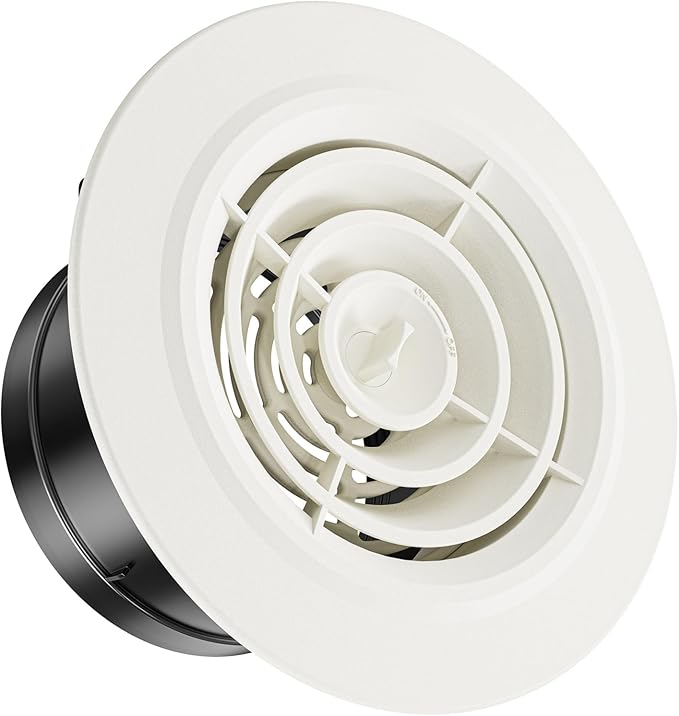 4 Inch Round Air Vent, HG Power Adjustable ABS Vent Cover, White Louver Grille Vent Fit for Bathroom, Office, Kitchen, Ventilation Use - Opening Size 3.74"