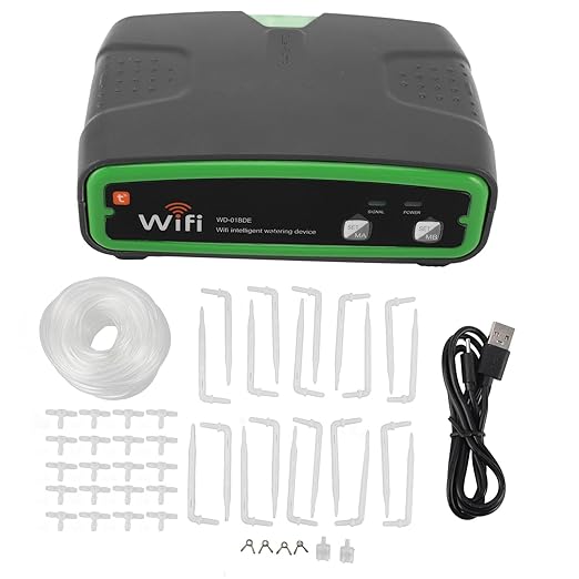 Focket Drip Irrigation System, WiFi App Remote Control Customizable Schedules Dual Pump Drive for 20 Pots Automatic Plant Waterer, Indoor Watering System with Timer 15M Tubing for