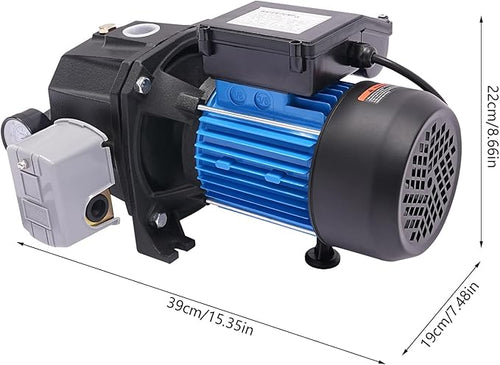 0.75HP Shallow Well Pump 110V Water Pump Automatic Pressure Switch IP44 Waterproof Well Depth Up to 82Ft Versatile Water Pump for Farm Garden (0.75HP)