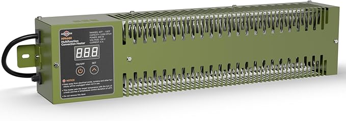 Utility Heater with Built-In Thermostat, 600W Electric Pump House Heater 120V, HPA600 Multifunction Convection Heater, Freeze Protection in Pump Houses, Utility Rooms, etc, Army Green