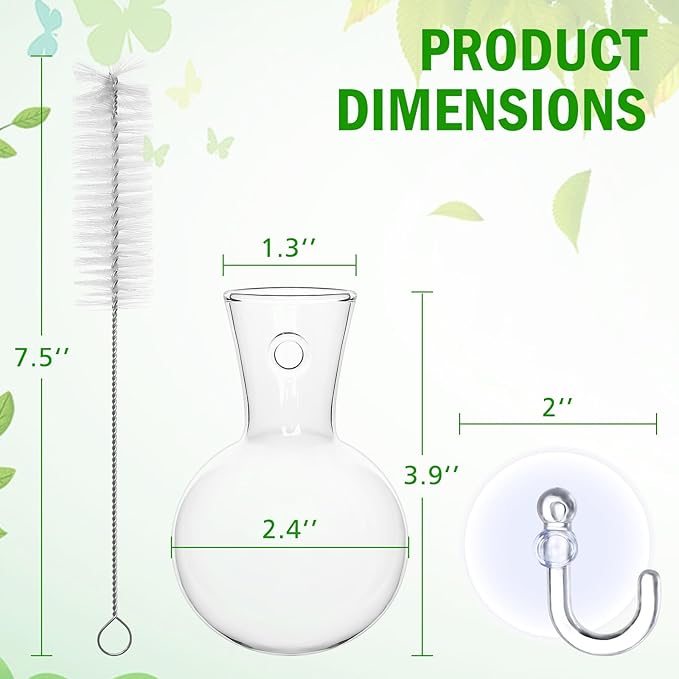 Bunmery 4 pcs Window Propagation Stations, Easy to Install Plant Propagation Bulbs with Suckion Cups, No Nails Wall Hanging Planter Propagation Station, Glass Plant Terrarium Vase