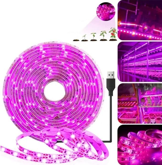 LED Grow Light Strips for Indoor Plants, Waterproof Full Spectrum Plant Grow Light, USB 3.28ft 60LEDs, Flexible Growing Lamp for Indoor Plants Succulents Hydroponics Greenhouse Gardening