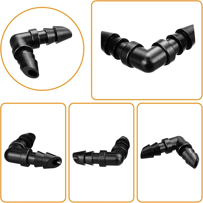 1/4" Drip Irrigation Elbow Fittings, 60 Pieces Barbed Corner 90 Elbow Connectors for 1/4 Inch Irrigation Tubing, Drip Line Elbows Parts for Garden Lawn Irrigation System