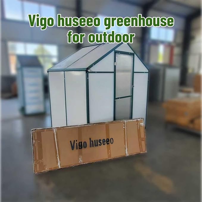 86in High 6*10.2FT Greenhouse for Outdoors, Polycarbonate Greenhouse with Stronger Wind Protection and Roof Vent, Walk-in Large Aluminum Sunroom Winter Proof, Green