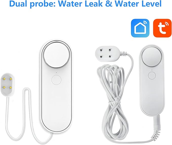 Mengshen WiFi Water Leak & Water Level Detector, 2-in-1 Tuya Smart Sensor Alarm Loud Volume APP Alert Monitoring with 6.5 Feet Detection Line for Swimming Pool Fish Tank Aquarium