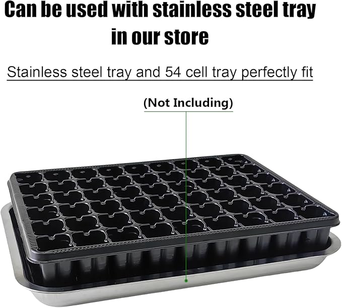 RooTrimmer 54 Cell Seed Starter Trays, 2.8" Deep Plug Tray Seedling for TD377 Nursery Tray, Super Thick Reusable Trays for Easy Transplantation (11.14inch ×14.6 inch, 5-Pack)