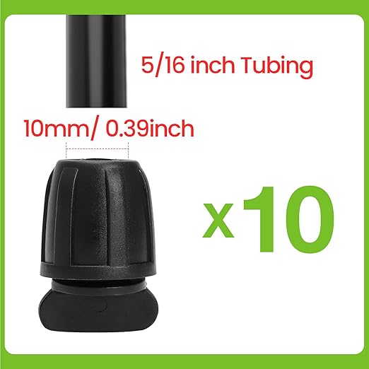 Bonviee 10 Pack 5/16” Drip Irrigation End Cap Connectors, Barbed Lock End Plug Fittings for 5/16 Inch Tubing, Leak-Proof Closure for Garden Hose Drip Line Termination, Easy No-Leak Installation