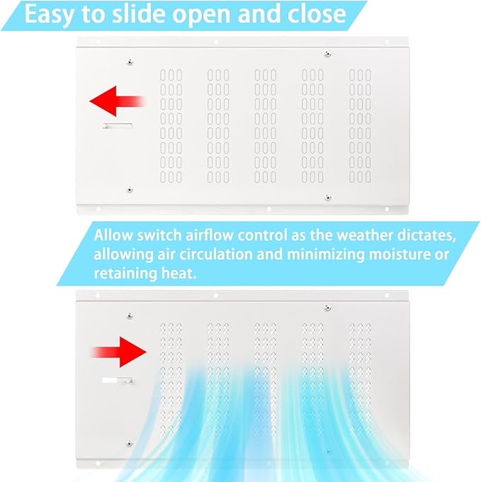 Foundation Vent Cover for Crawl Space,Crawl Space Vent Cover for Garage Attic Home Improvement,16”x8.7” Outdoor Foundation Air Wall Vent with Damper&Screen Reduce Moisture,Fit16"x8"Rough Opening,White