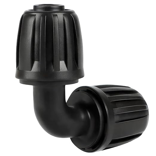 Drip Irrigation Elbow Fittings, 12 Pieces 1/2'' Dripline Locked Barbed Elbow Connectors for 1/2 Inch Irrigation Tubing (1/2" ID x 0.650" OD) 90 Degree Corner for Garden Sprinkler Systems