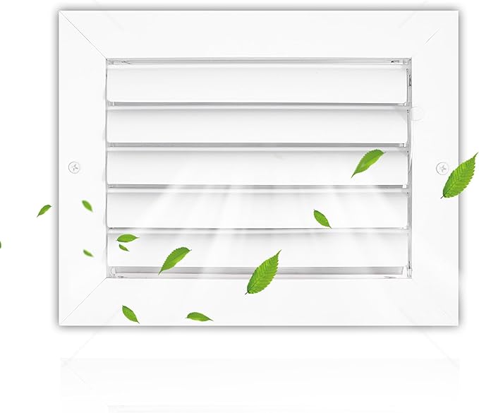 Aluminum 8 x 6 in (Duct Opening) 1-Way Air Duct Register Vent Cover for Ceiling and Wall - Modern HVAC Louver Vent Cover Adjustable – Durable Rustproof Wall Grille – Overall Size: 9-5/8 x 7-5/8 Inch