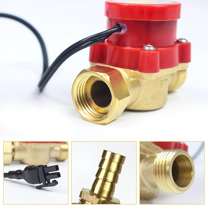 Water Flow Sensor Switch HT-30 AC 0-110V 0.2A G3/4 "-3/4" Thread,Water Flow Sensor for CO2 Laser Tube Protecting (Caliber: 8mm)