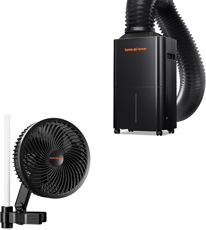 Spider Farmer New Grow Tent Fan 6" and Spider Farmer Dehumidifier with Drain Hose and Pump