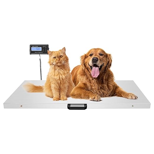 Postal Digital Livestock Scale, 1102lbs 201 Stainless Steel Digital Pet Scale Platform Heavy Duty Livestock Scale Kit for Pet Cat Dog Cattle(40.9" L x 20.5" W)