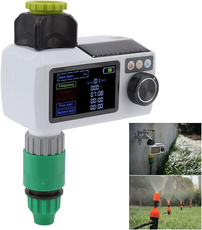 JTLB Solar Smart Water Timer, IP68 Real Time Self Inspection Solar Powered Hose Timer Automatic Drip Irrigation Kit for Outdoor Garden Lawn Irrigation System