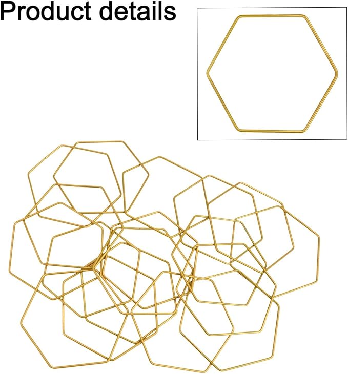 Plant Support Trellis Hexagonal Chain Trellis,Metal Plant Support With Weatherproof Matte Gold Finish,Indoor Outdoor Use 18-Piece ﻿