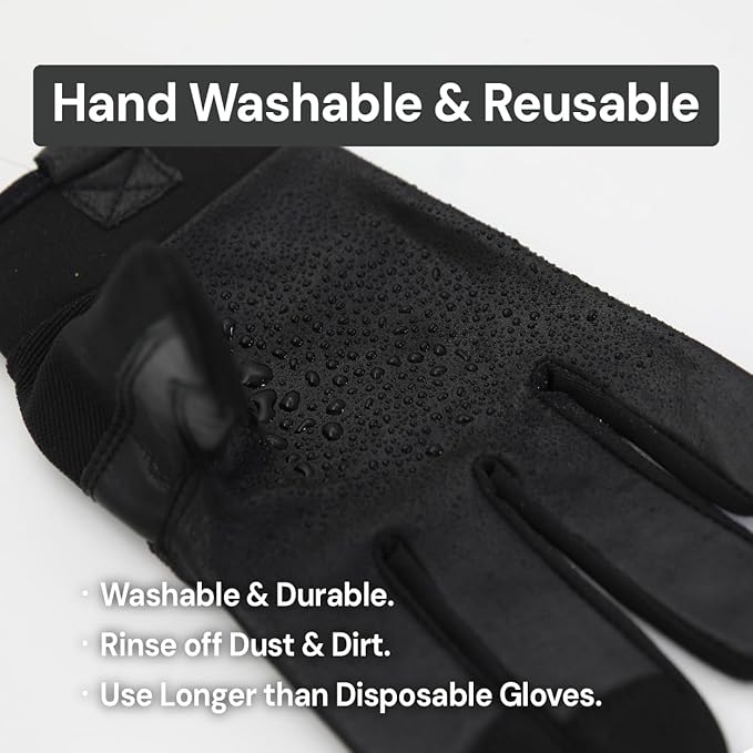 DEX FIT MG210 Lite Mechanic Work Gloves, Water-Resistant Cowhide Leather Palm, Lightweight 3D Fit, Breathable Utility Gloves for Auto Repair, DIY, Driving; Black/Black XL 1 Pair