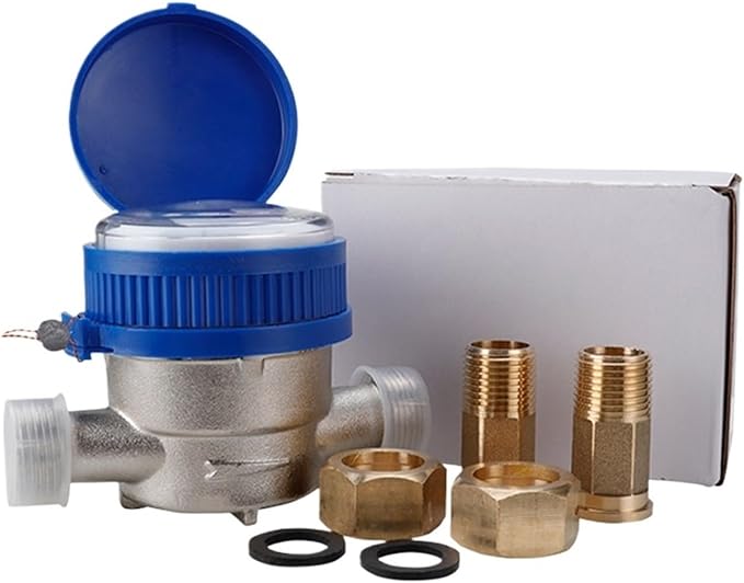 Male Thread Water Flow Sensor Smart Water Meter Digital Display Pointer Flow Measuring Instruments Home Measuring Tools with Copper Fittings