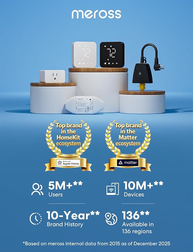meross Matter Presence Sensor MS605, Battery-Powered 4-in-1 Smart Motion Sensor with AI Learning, IP67 PIR & Light & mmWave Radar, Matter Over Thread, Supports Home Assistant, HomeKit, Alexa (1 Pack)