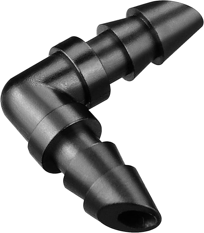 Gardrip Drip Irrigation Elbow Fittings：50 Pieces Barbed Elbow Irrigation Parts with Sharp End Fits for 1/4 Inch Irrigation Tubing Drip Line Elbow Connectors for Garden Lawn Irrigation System