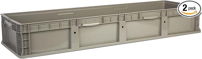 Hudson Exchange 48 x 15 x 7.5" (2 Pack) Straight Wall Handled Open Storage Container Tote, Gray/Brown