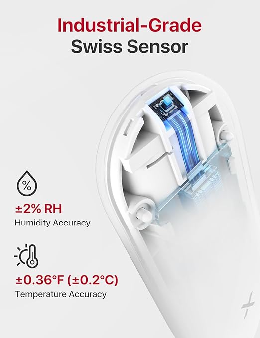 X-Sense Indoor WiFi Thermometer Hygrometer, Room Thermometer with App Control, Temperature Sensor for House, Bedroom, Wine Cellar, Basements, SBS50 Base Station Required (Not Included)